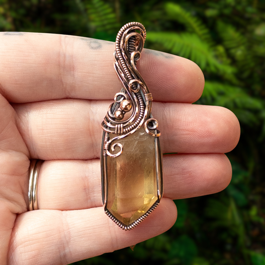 Rough Citrine Point Antiqued Copper Pendant