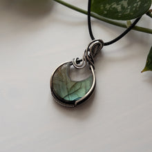 Load image into Gallery viewer, Labradorite Moon &amp; Sterling Silver Wrapped Pendant
