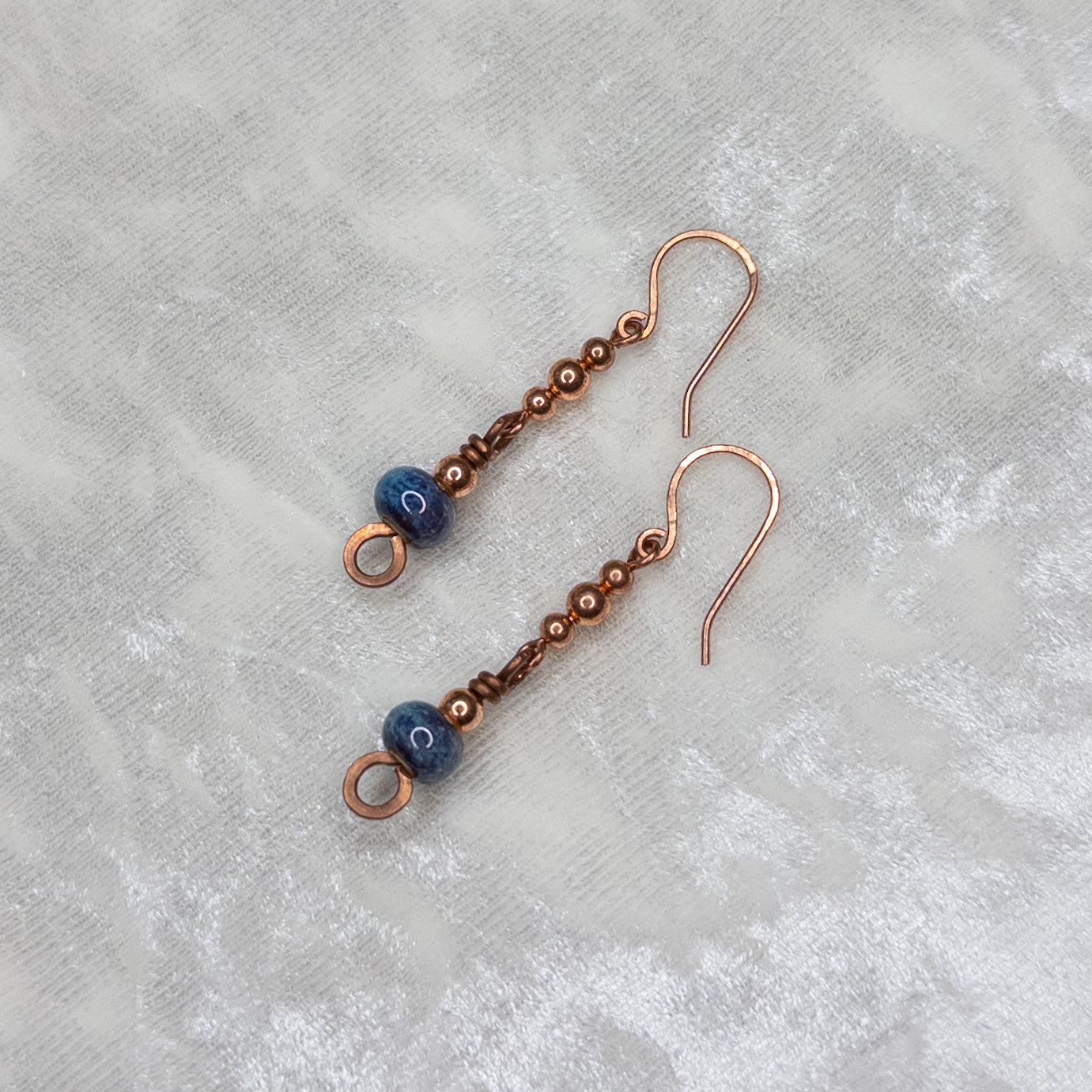 “Wisteria” Porcelain Beaded Copper Earrings