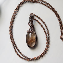 Load image into Gallery viewer, Gold Rutilated Quartz &amp; Copper Wrapped Pendant
