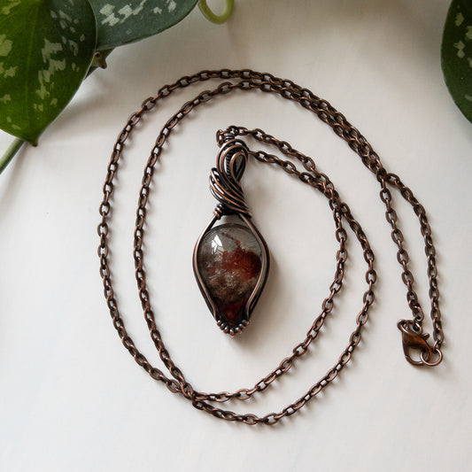 Garden Quartz & Copper Wrapped Pendant