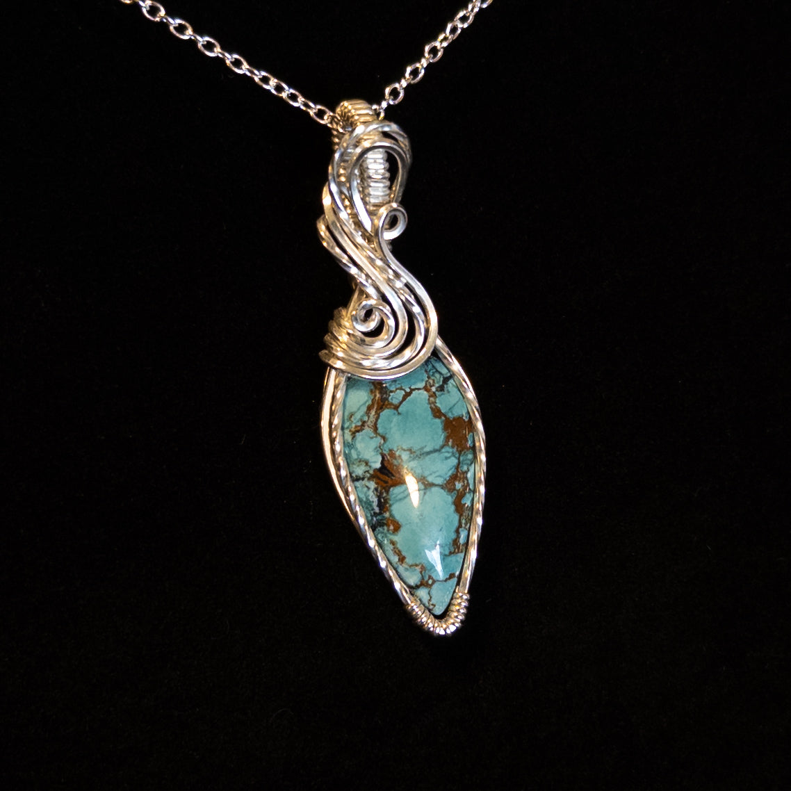 Hubei Turquoise & .925 Sterling Silver Pendant