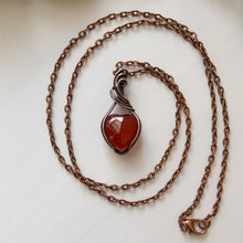 Load image into Gallery viewer, Mini Carnelian Heart &amp; Copper Wrapped Pendant - C
