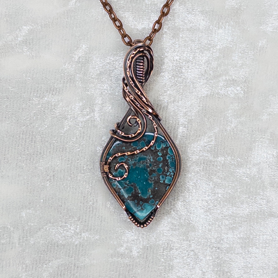 Hubei Turquoise Antiqued Copper Pendant