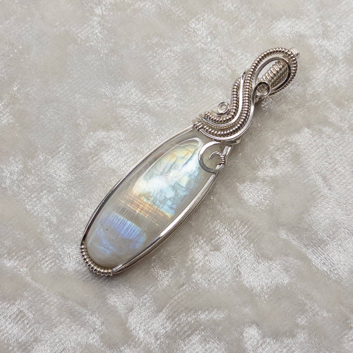 Rainbow Moonstone & .925 Sterling Silver Pendant