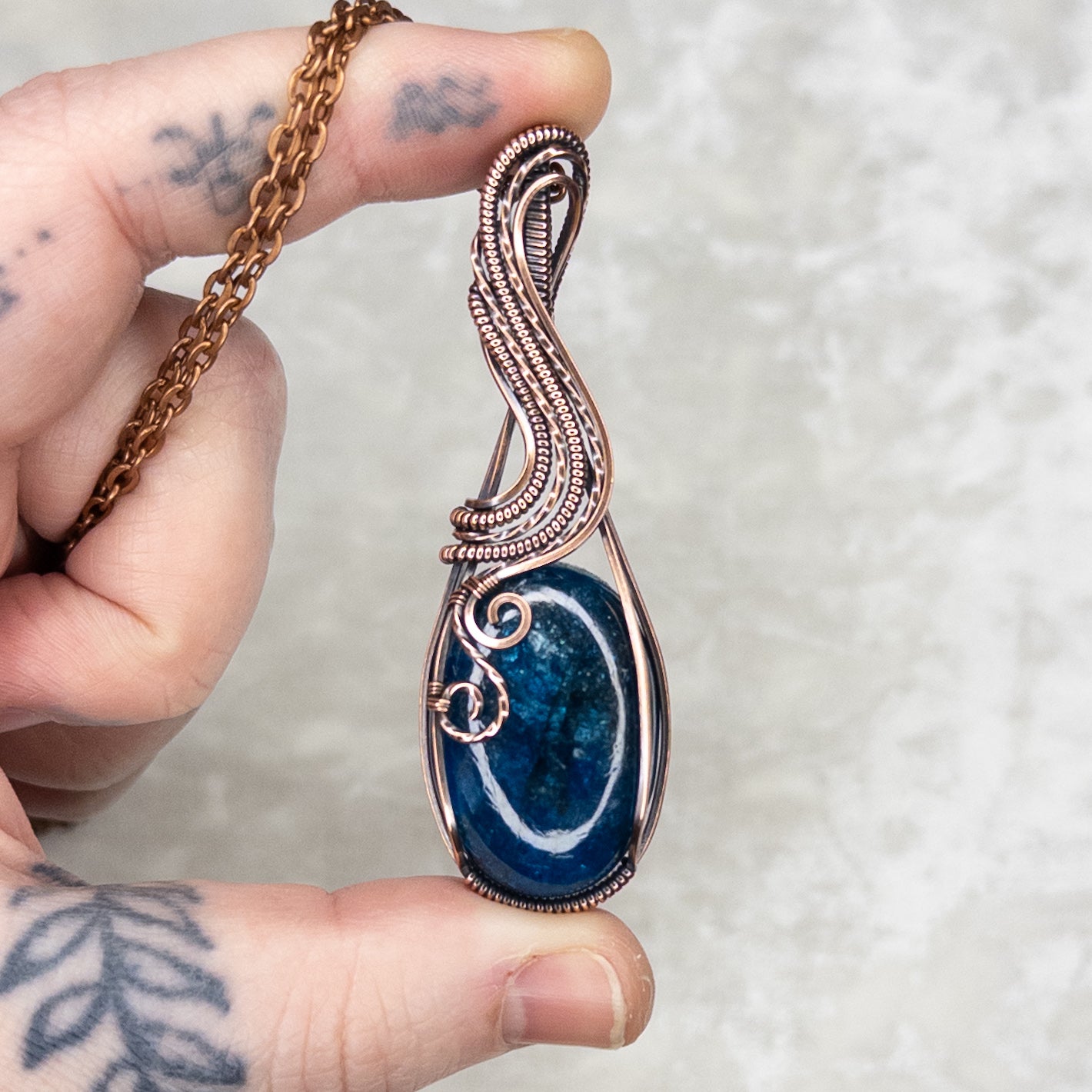Apatite Antiqued Copper Pendant