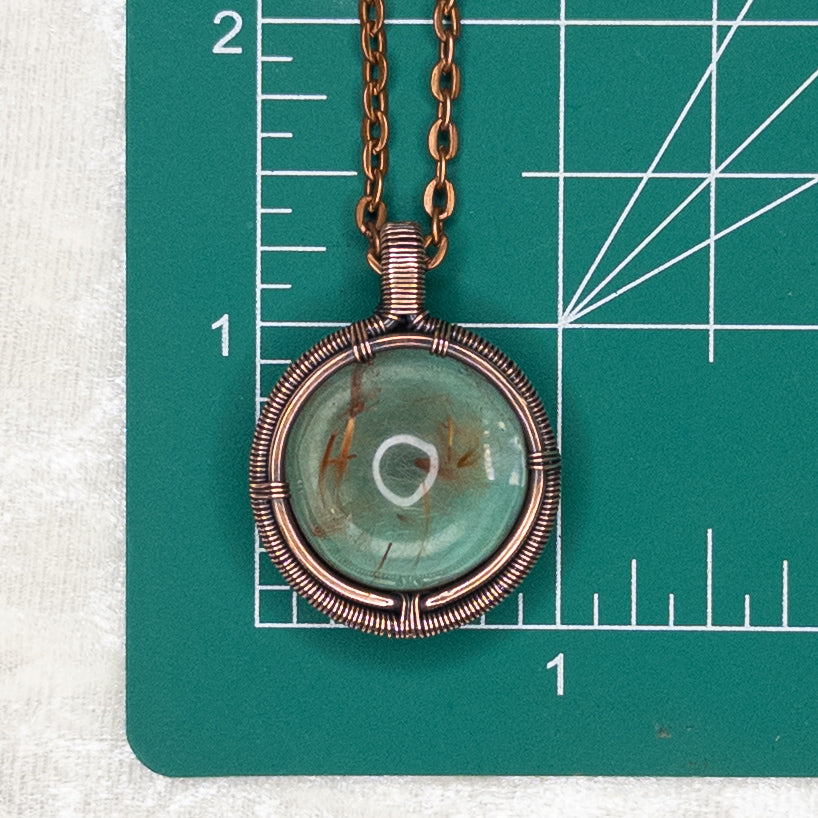 Gold Rutilated Quartz Antiqued Copper Medallion Pendant