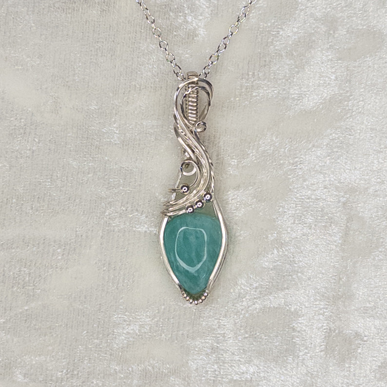 Dainty Amazonite .925 Sterling Silver Pendant