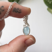 Load image into Gallery viewer, Aquamarine &amp; Sterling Silver Wrapped Mini Pendant
