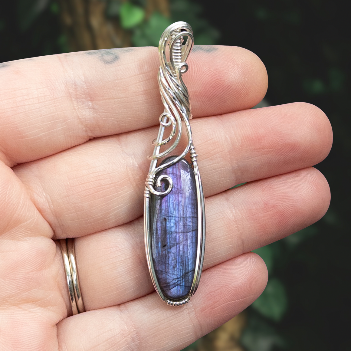 Purple & Blue Labradorite .925 Sterling Silver Pendant