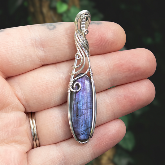 Purple & Blue Labradorite .925 Sterling Silver Pendant
