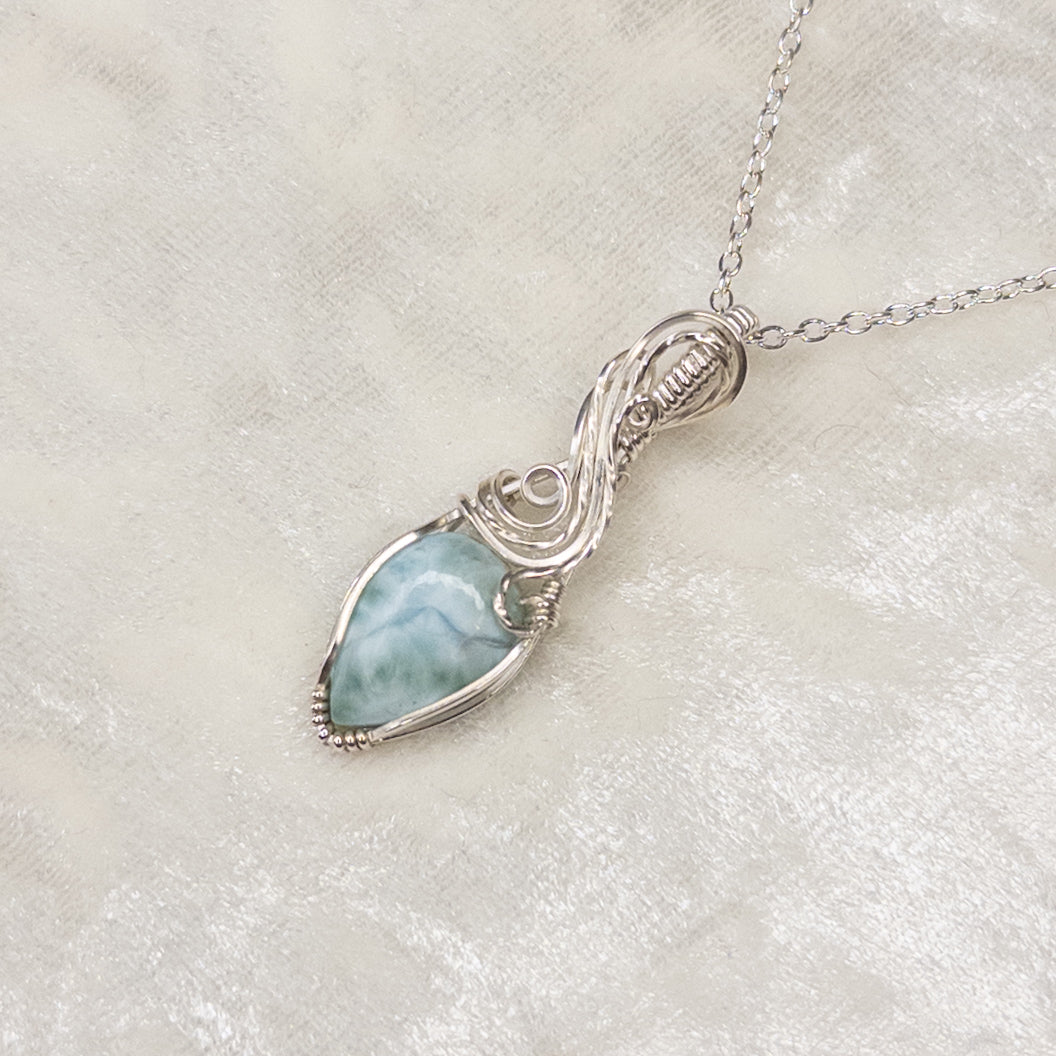Dainty Larimar .925 Sterling Silver Pendant