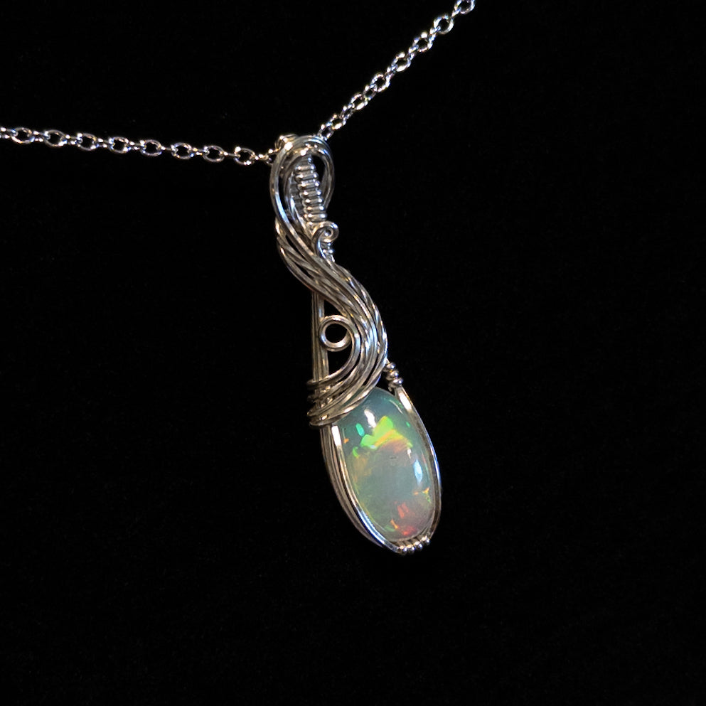 3ct. Ethiopian Opal .925 Sterling Silver Pendant