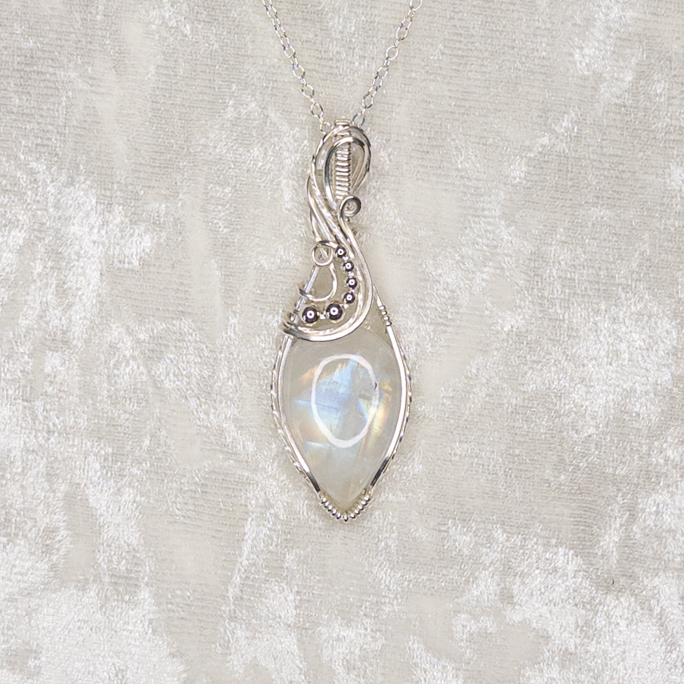 Rainbow Moonstone .925 Sterling Silver Pendant