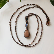 Load image into Gallery viewer, Sunstone With Labradorite &amp; Copper Wrapped Pendant
