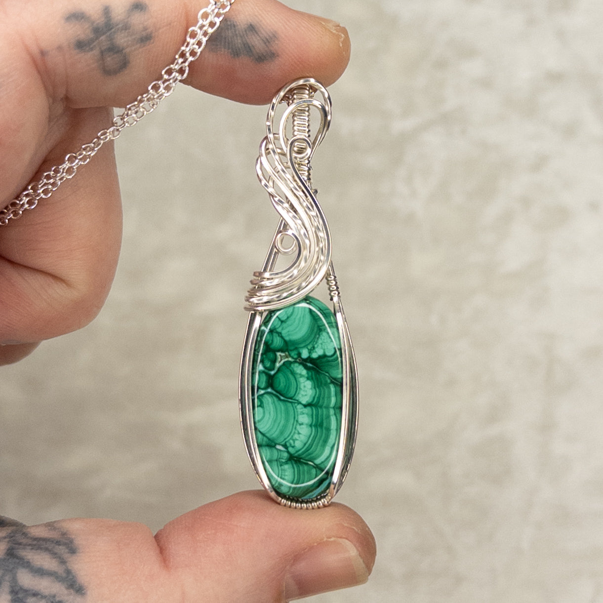 Malachite .925 Sterling Silver Pendant