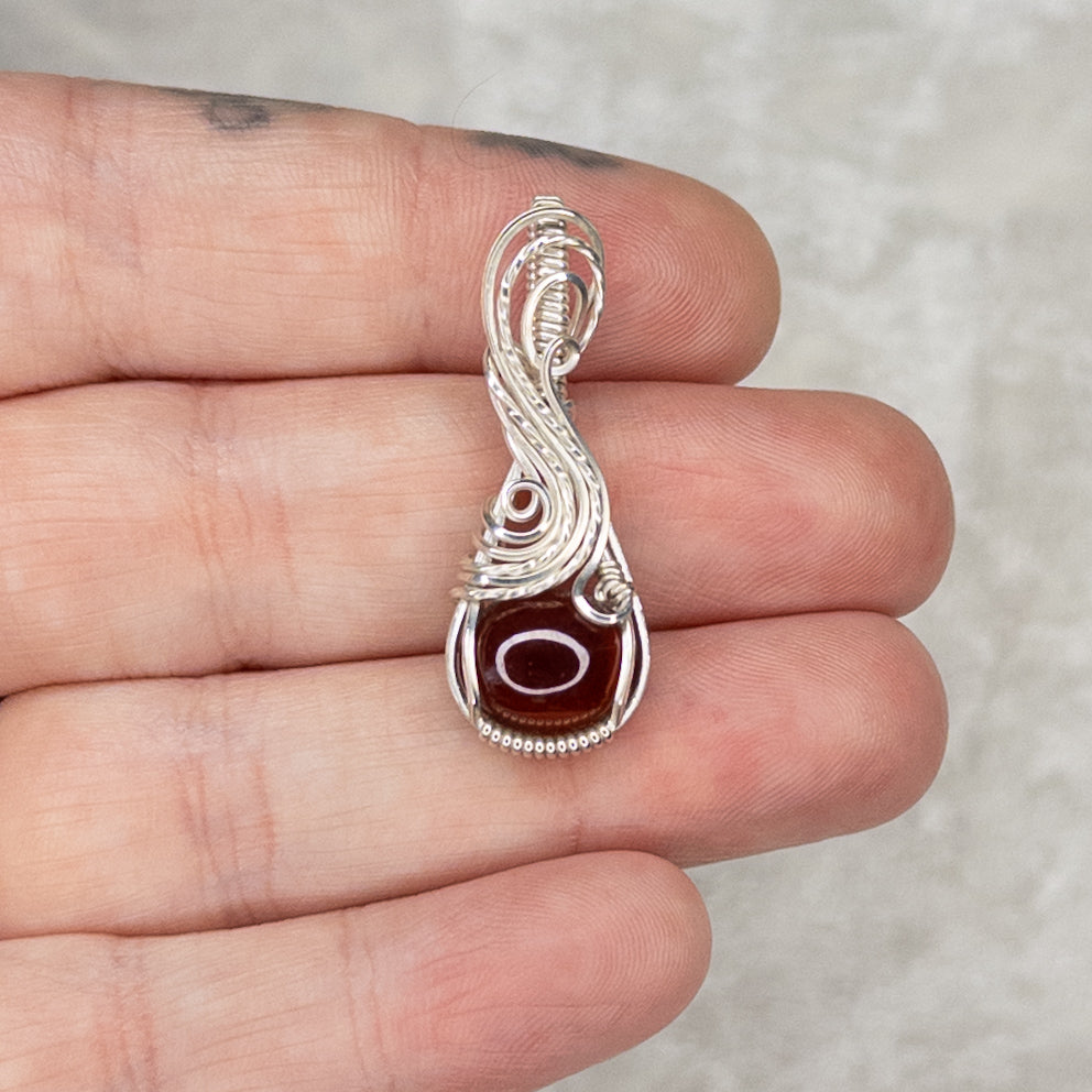 Hessonite Garnet & .925 Sterling Silver Pendant