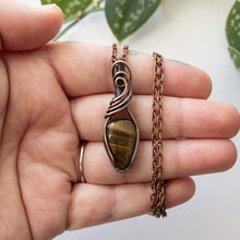 Load image into Gallery viewer, Tiger’s Eye &amp; Copper Wrapped Pendant
