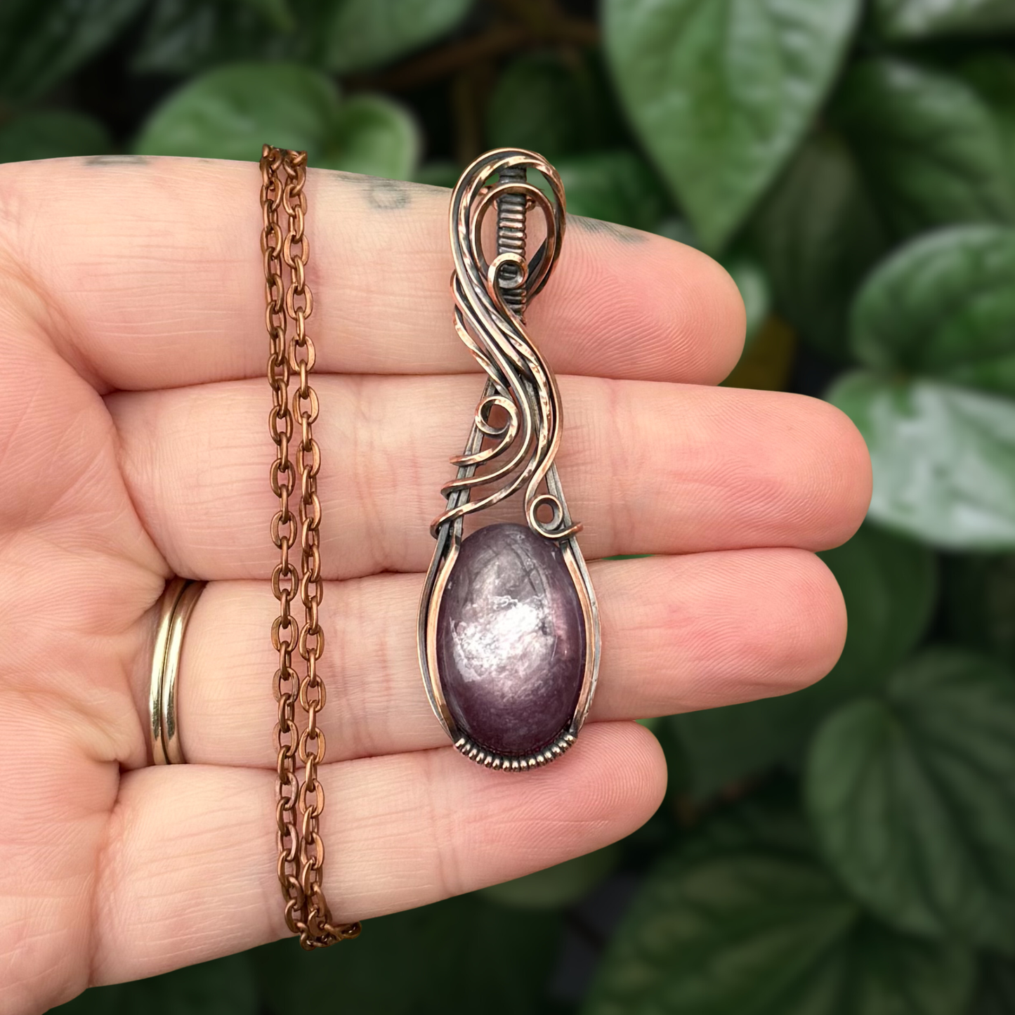 Lepidolite Antiqued Copper Pendant