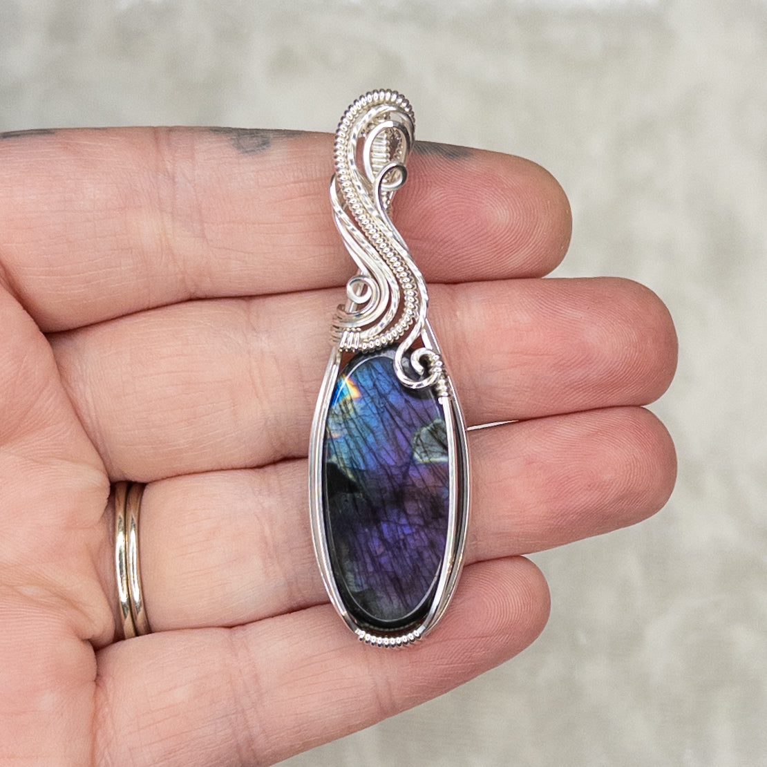 Purple & Blue Lab .925 Sterling Silver Pendant