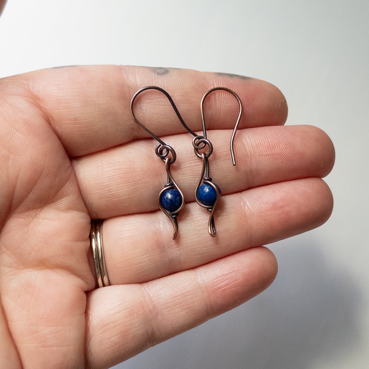 Lapis Bead Dangle Earrings