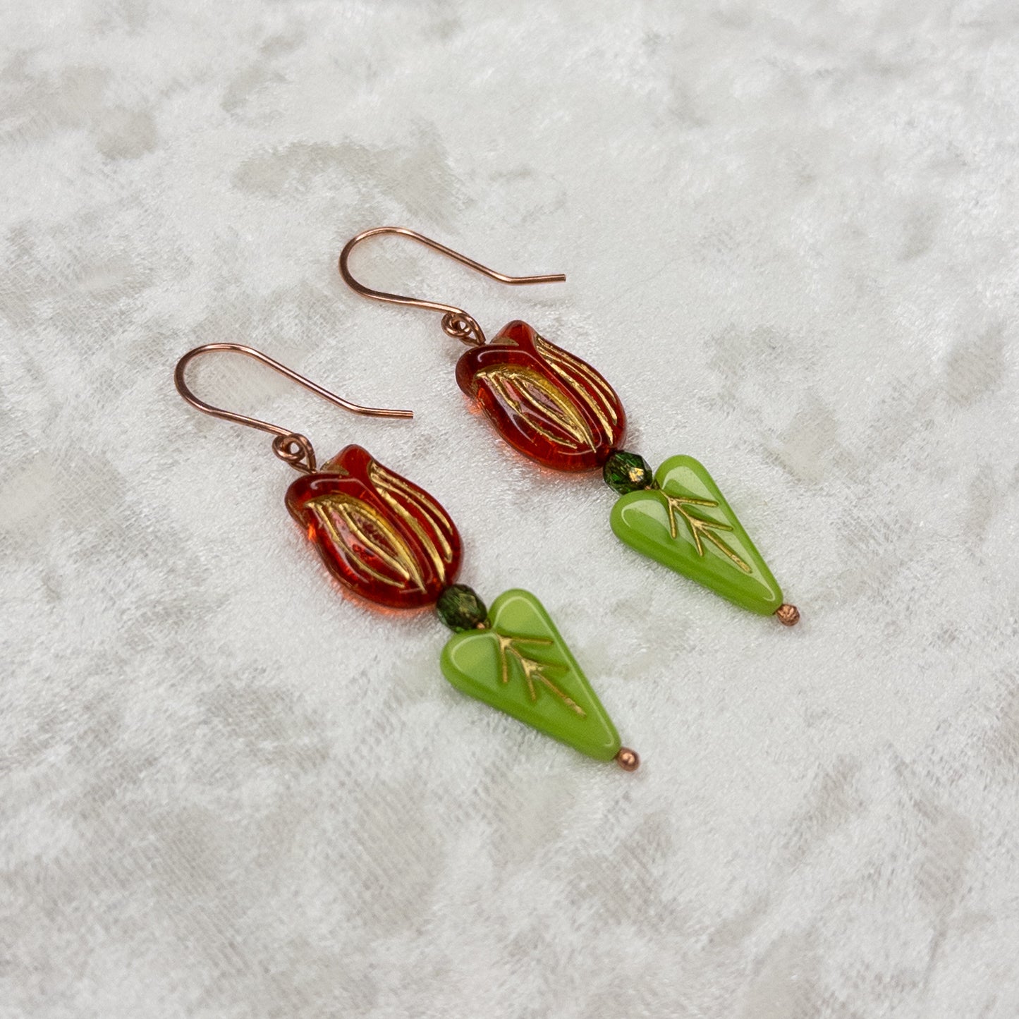 Tulip Earrings - Czech Glass Beads