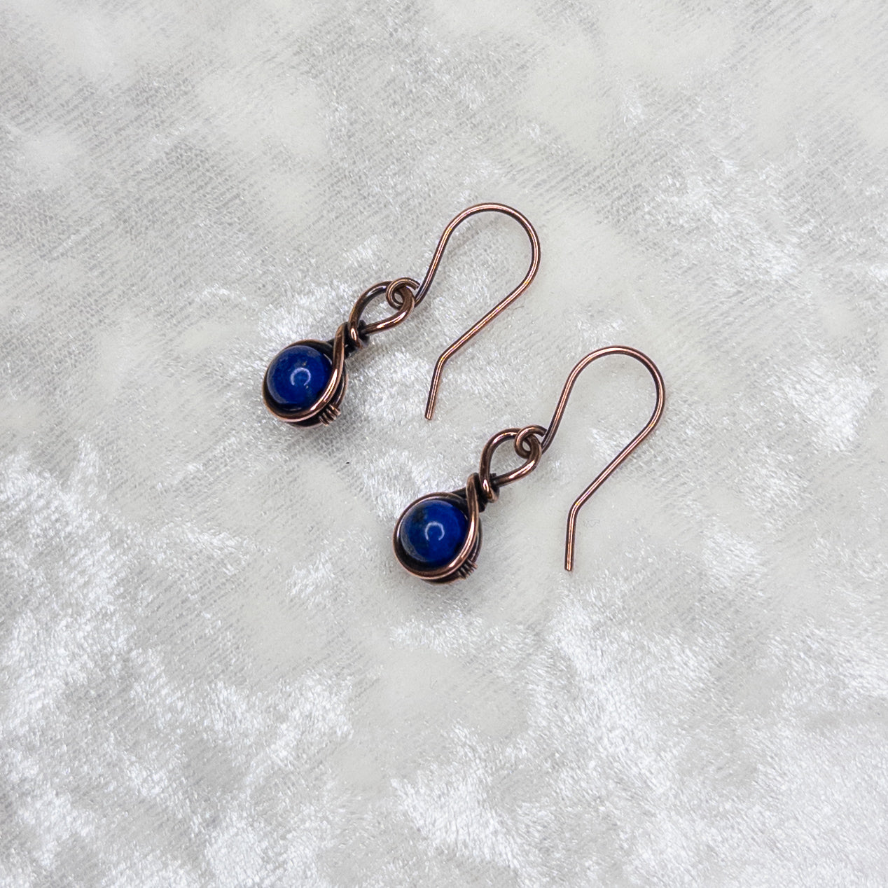 Lapis Antiqued Copper Earrings