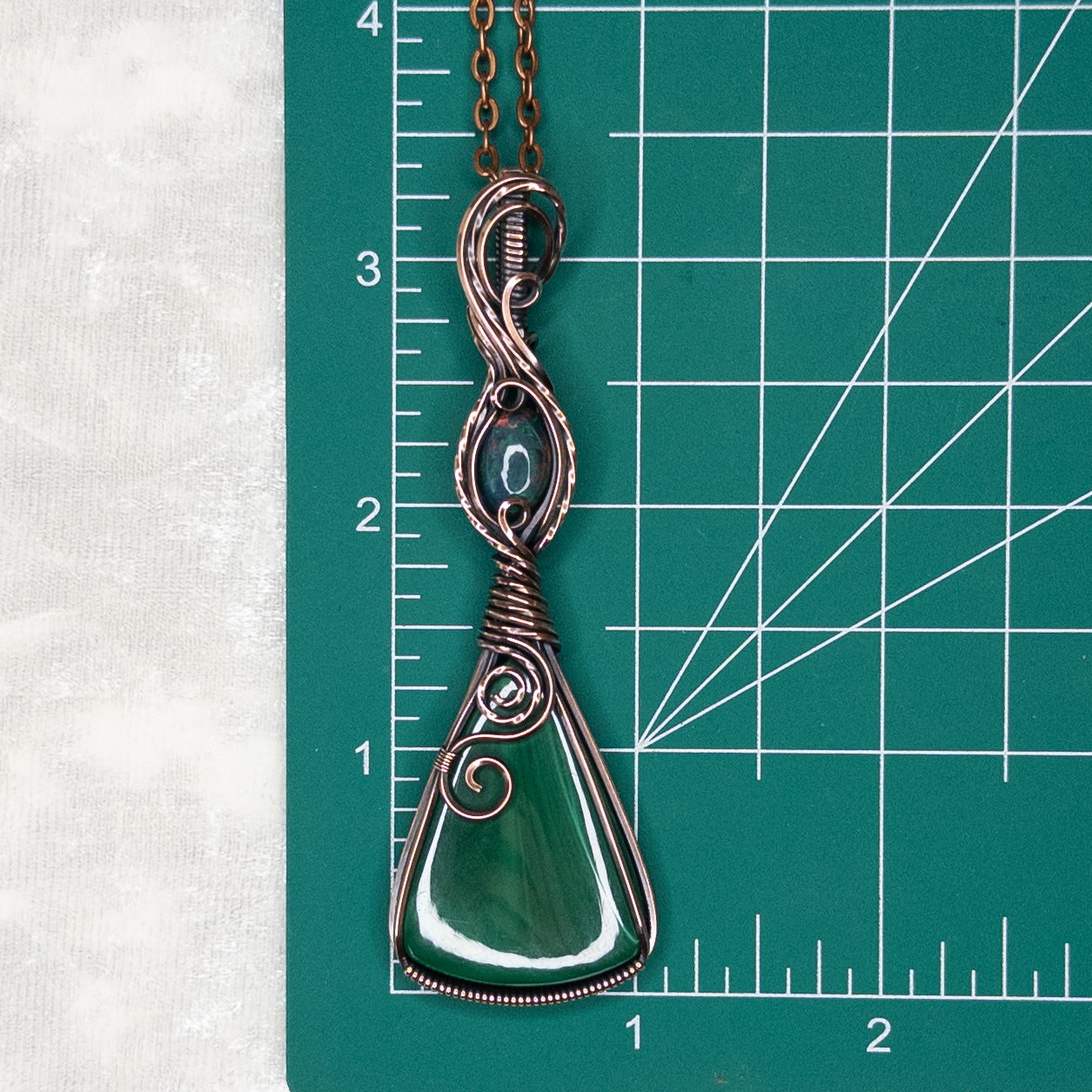 Malachite & Smoked Opal Antiqued Copper Pendant