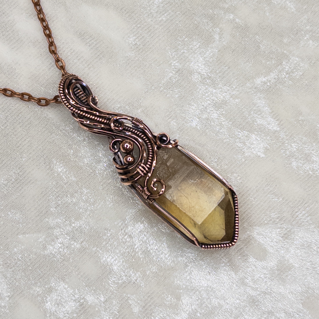Rough Citrine Point Antiqued Copper Pendant