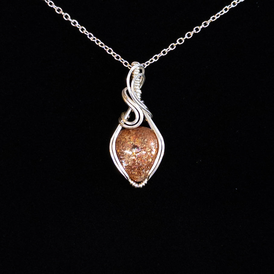 Confetti Sunstone Sterling Silver Wrapped Pendant