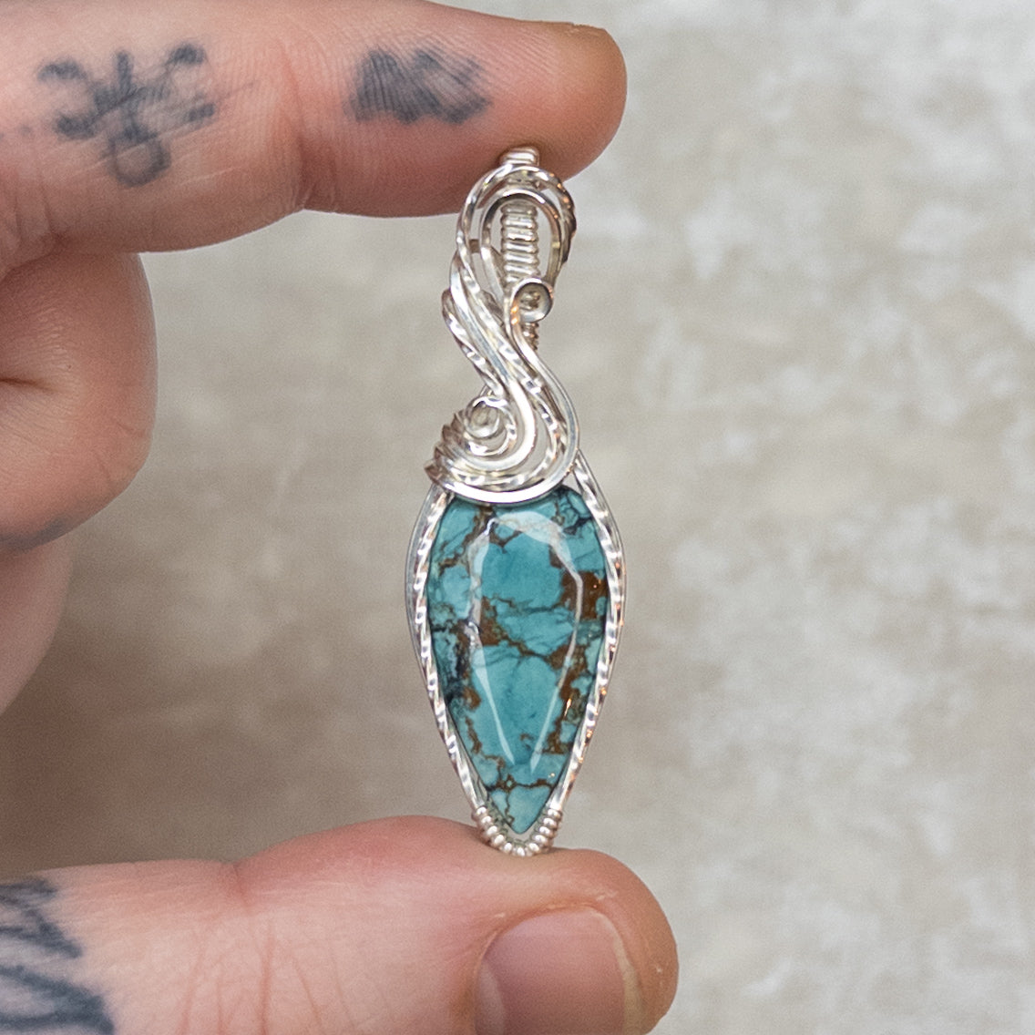 Hubei Turquoise & .925 Sterling Silver Pendant