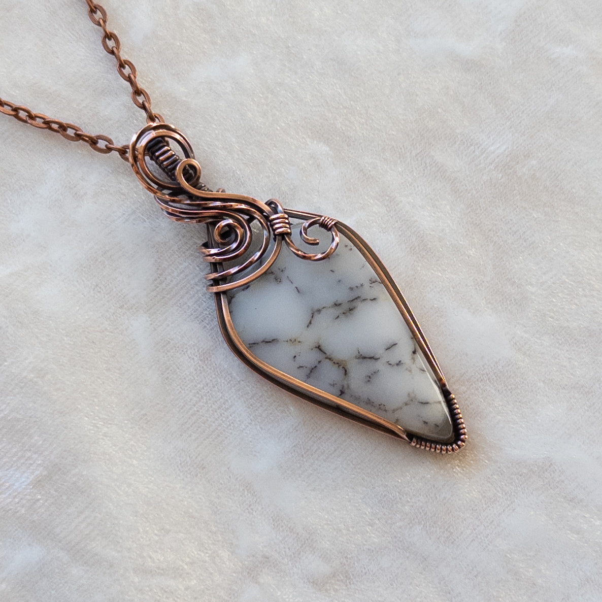 Dendritic Opal Antiqued Copper Pendant