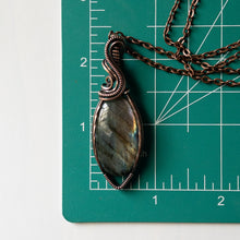 Load image into Gallery viewer, Rainbow Flash Labradorite &amp; Copper Wrapped Pendant
