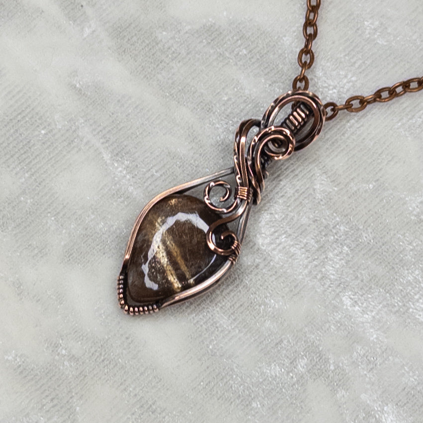 Chocolate Sunstone Antiqued Copper Pendant