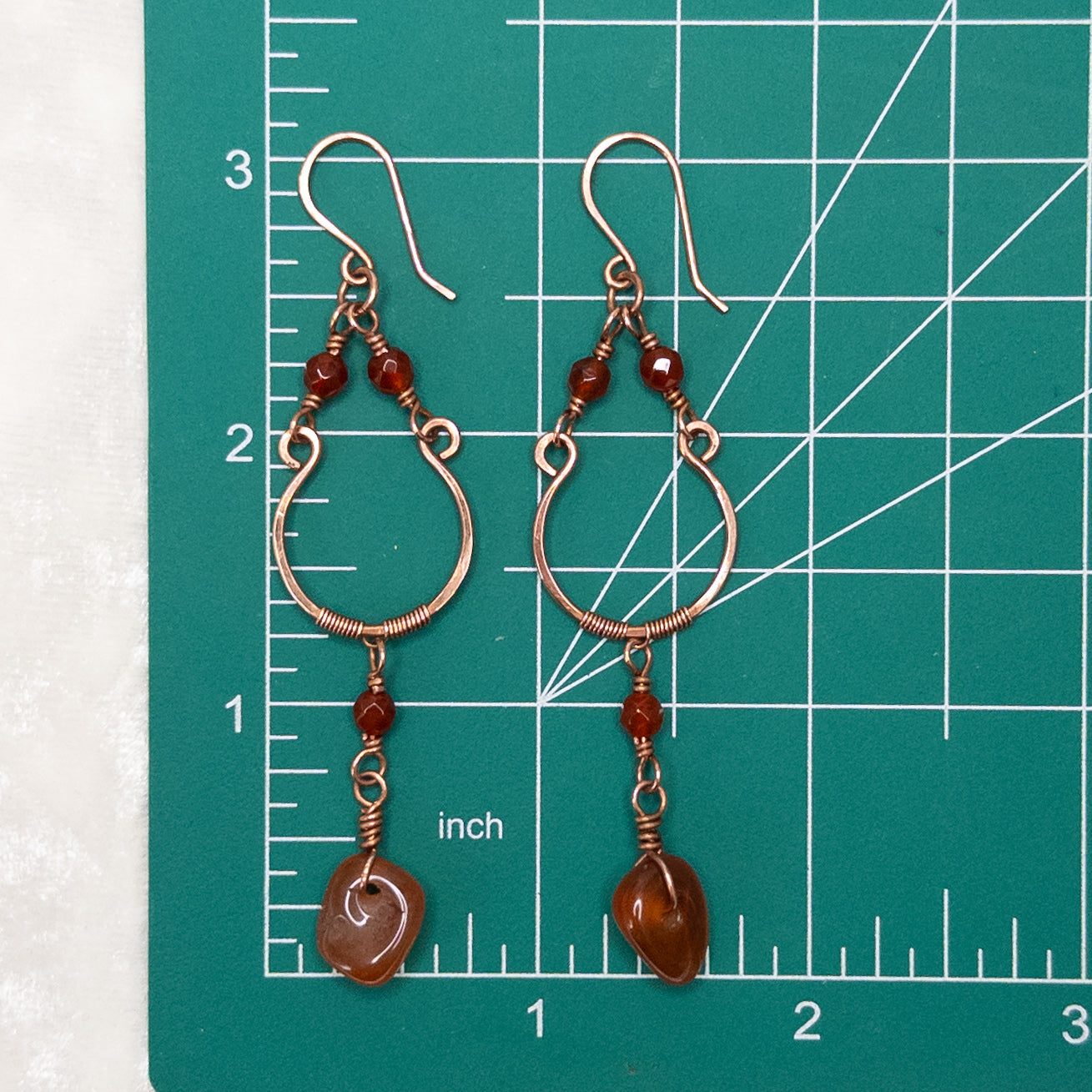 Carnelian Copper Chandelier Earrings