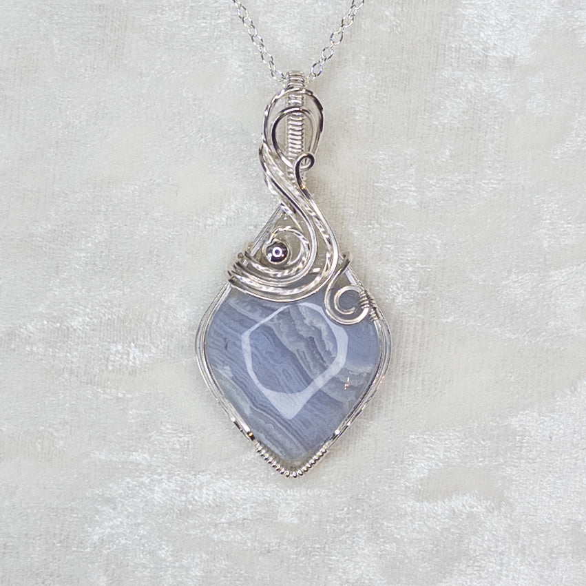 Blue Lace Agate .925 Sterling Silver Pendant