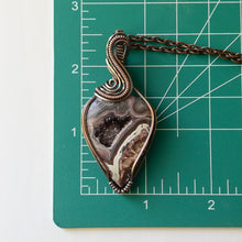 Load image into Gallery viewer, Mexican Lace Agate With Druzy Copper Wrapped Pendant
