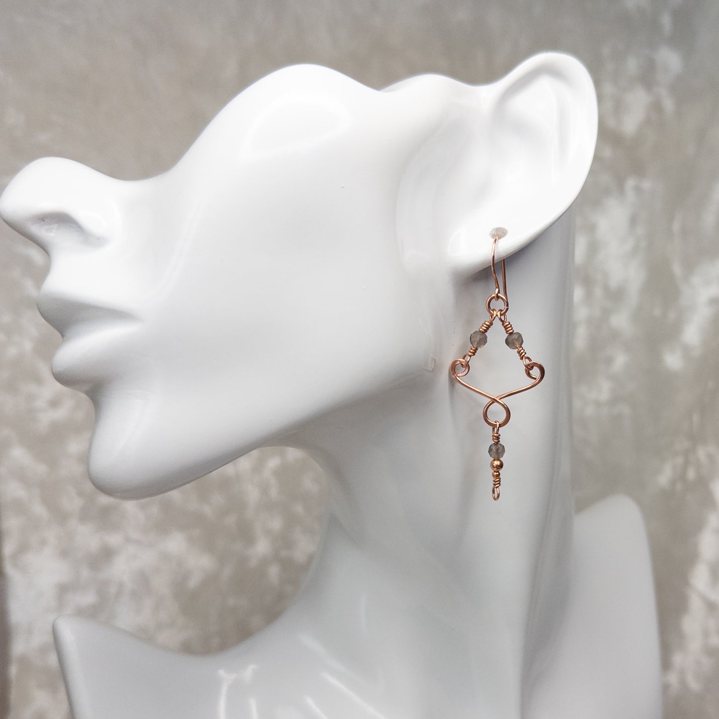 Smoky Quartz Copper Chandelier Earrings