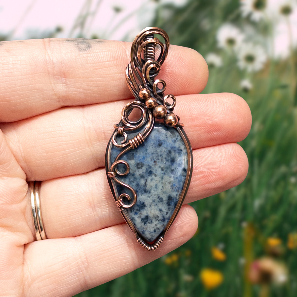 Dumortierite Antiqued Copper Pendant