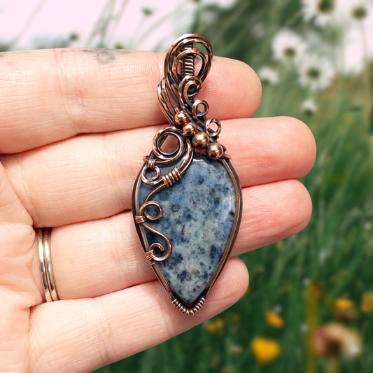 Dumortierite Antiqued Copper Pendant