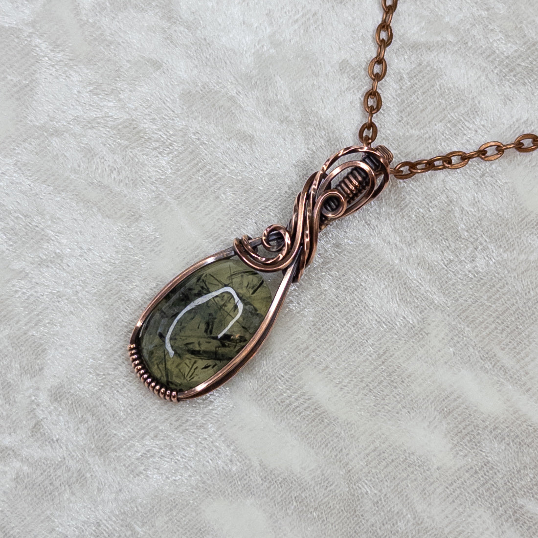 Prehnite Antiqued Copper Pendant