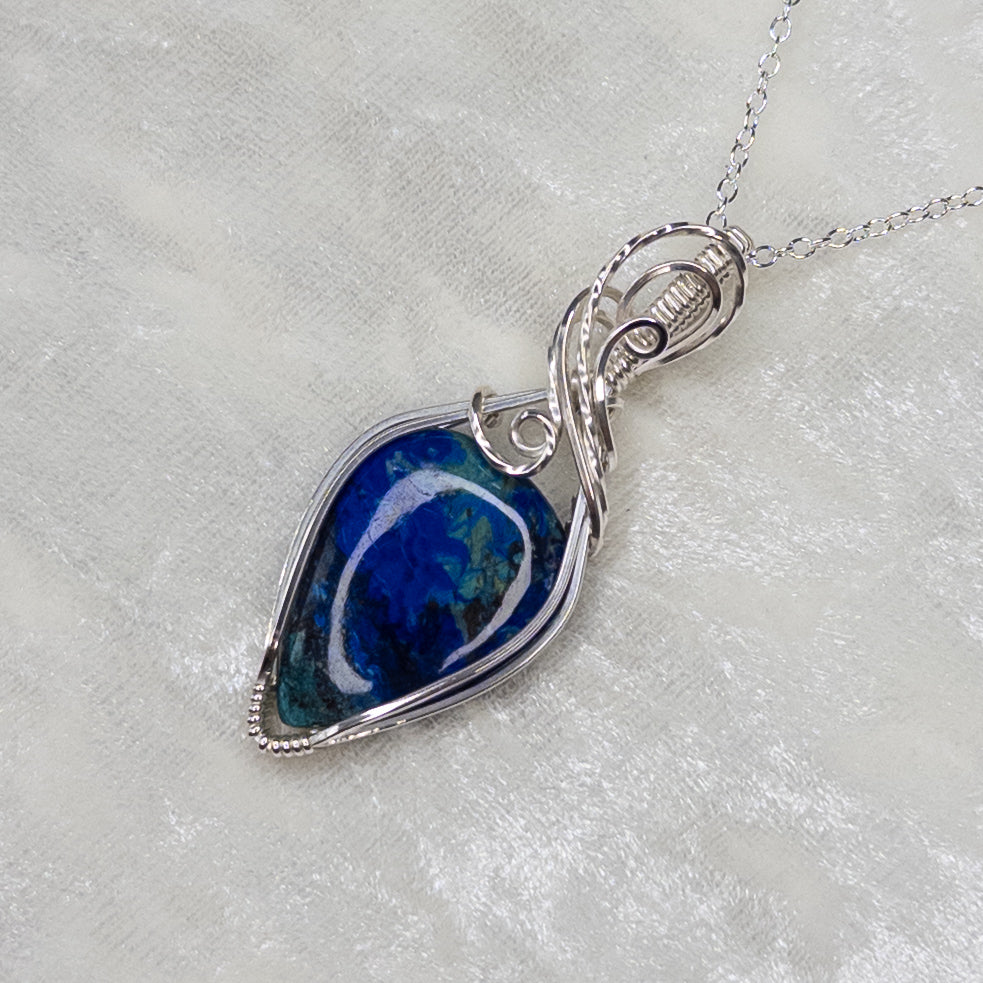 Moroccan Azurite & Malachite Sterling Silver Pendant