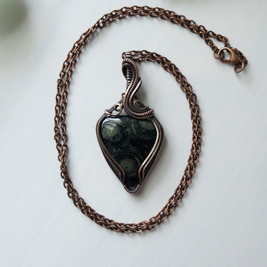 Kambaba Jasper & Copper Wrapped Pendant