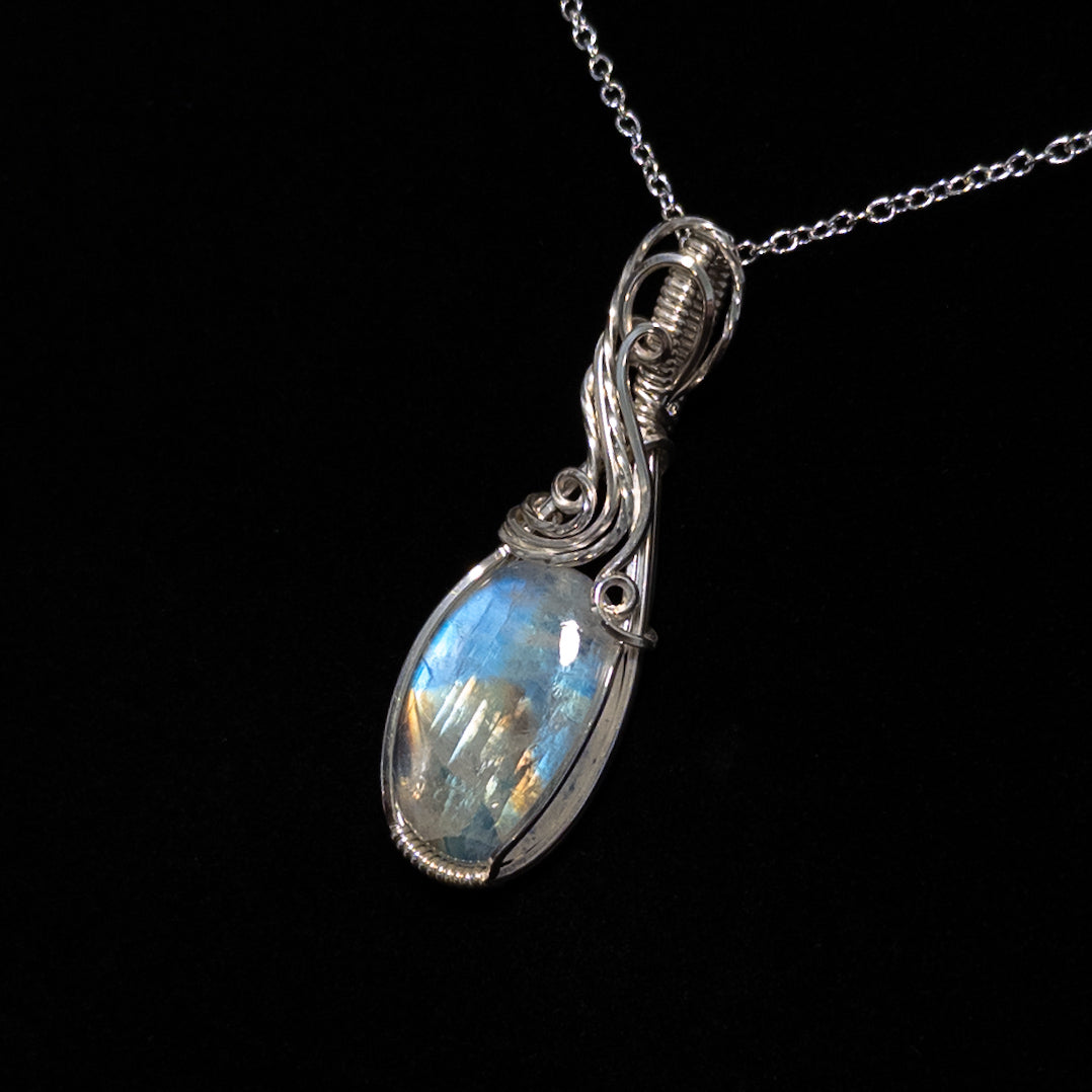 Rainbow Moonstone .925 Sterling Silver Pendant