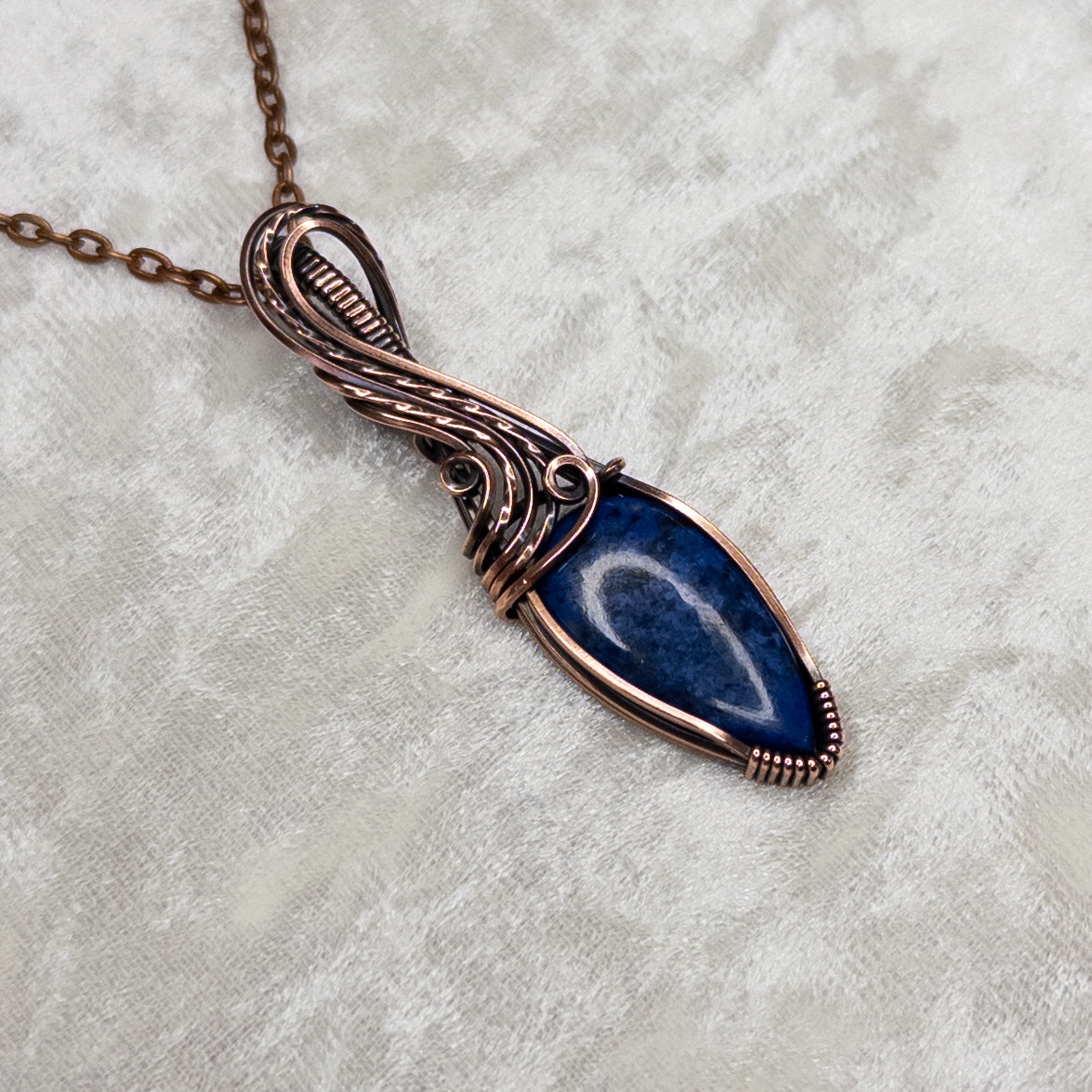 Dumortierite Antiqued Copper Pendant
