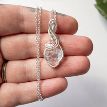 Load image into Gallery viewer, Mughal Flower Carved Rainbow Moonstone &amp; Sterling Silver Wrapped Pendant
