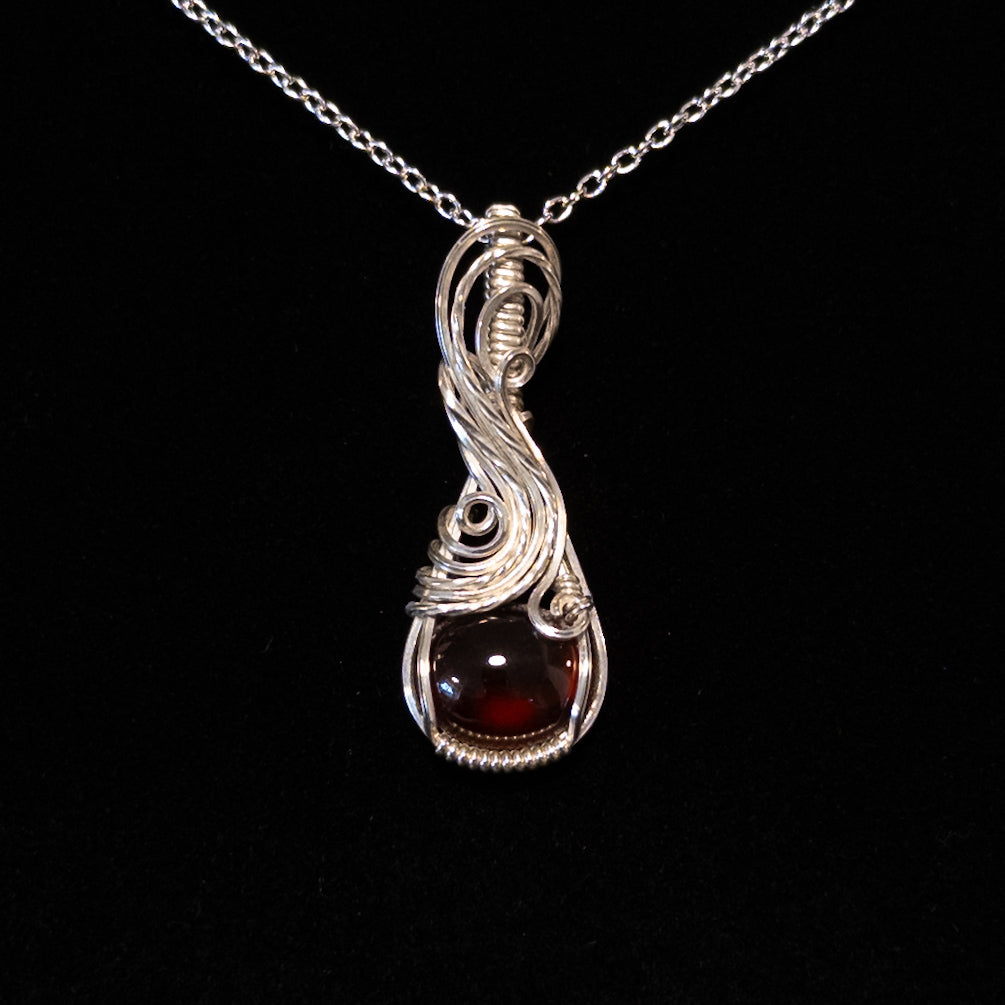 Hessonite Garnet & .925 Sterling Silver Pendant