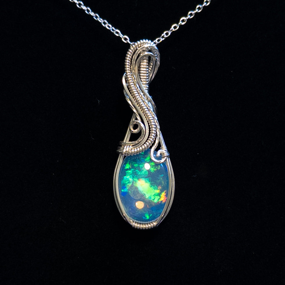 11.75ct. Ethiopian Opal .925 Sterling Silver Pendant