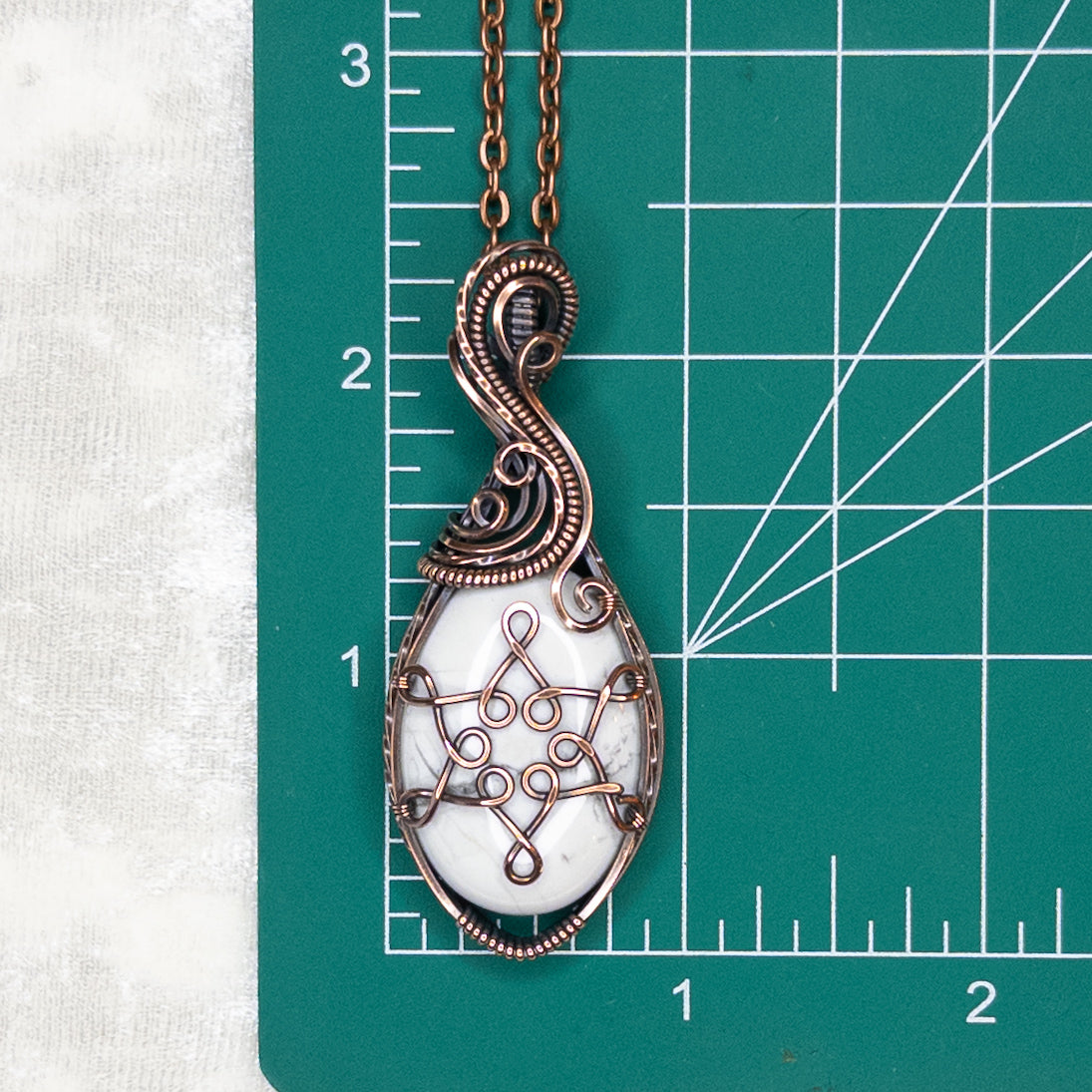 Howlite Snowflake Antiqued Copper Pendant - A