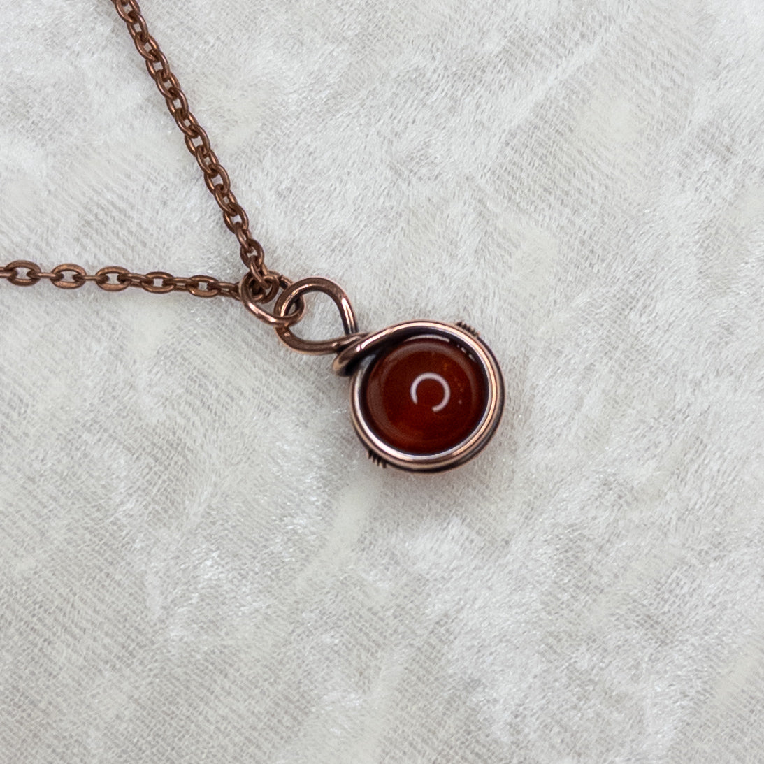 Simple Carnelian Drop Antiqued Copper Pendant